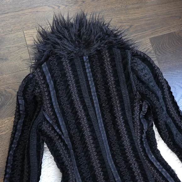 Vintage Betsey Johnson Penny Lane 90s Y2K Lace Velvet Puff Sleeve Duster Coat - Picture 11 of 12